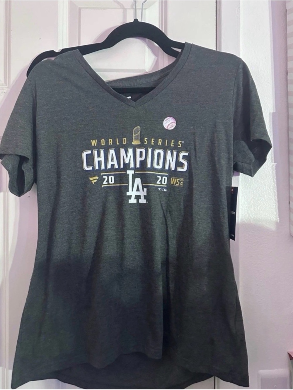Fanatics Gray Dodgers Tee with Navy Tag